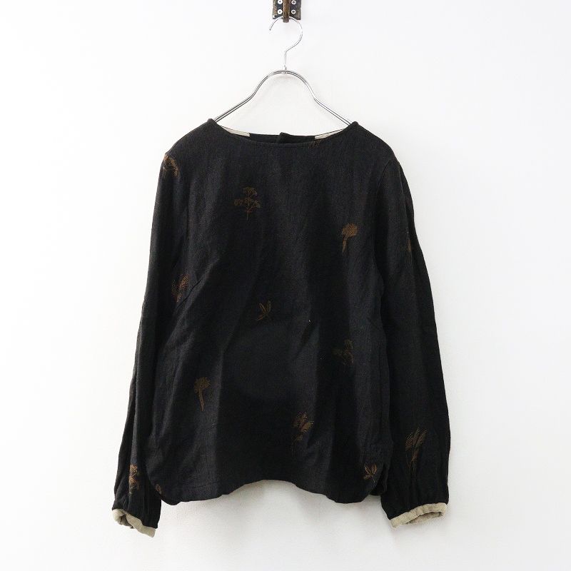 定価30240円 アトリエナルセ atelier naruse リネンウール スモックブラウス Winter-Plants F ブラウン系／刺繍【2400014931525】 定価30240円 アトリエナルセ atelier naruse リネンウール スモック