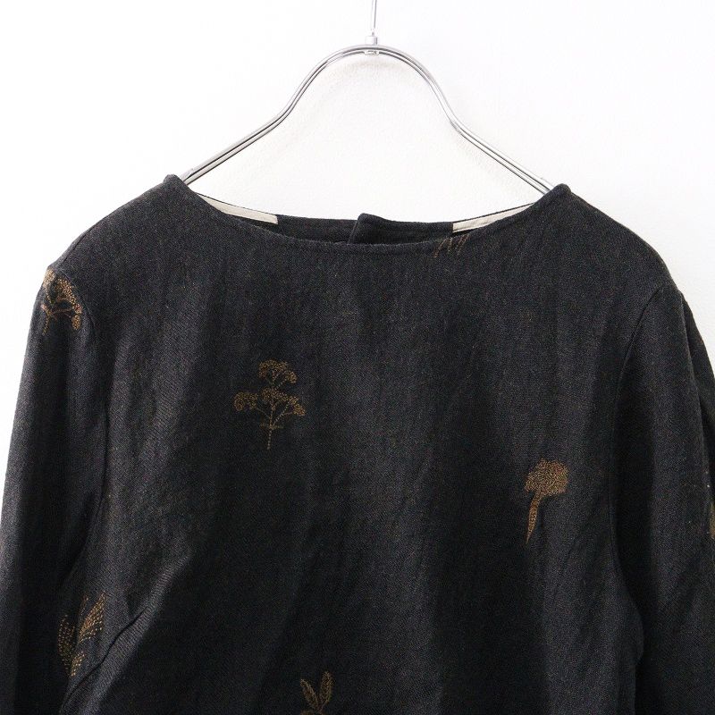 定価30240円 アトリエナルセ atelier naruse リネンウール スモックブラウス Winter-Plants F ブラウン系／刺繍【2400014931525】 定価30240円 アトリエナルセ atelier naruse リネンウール スモック