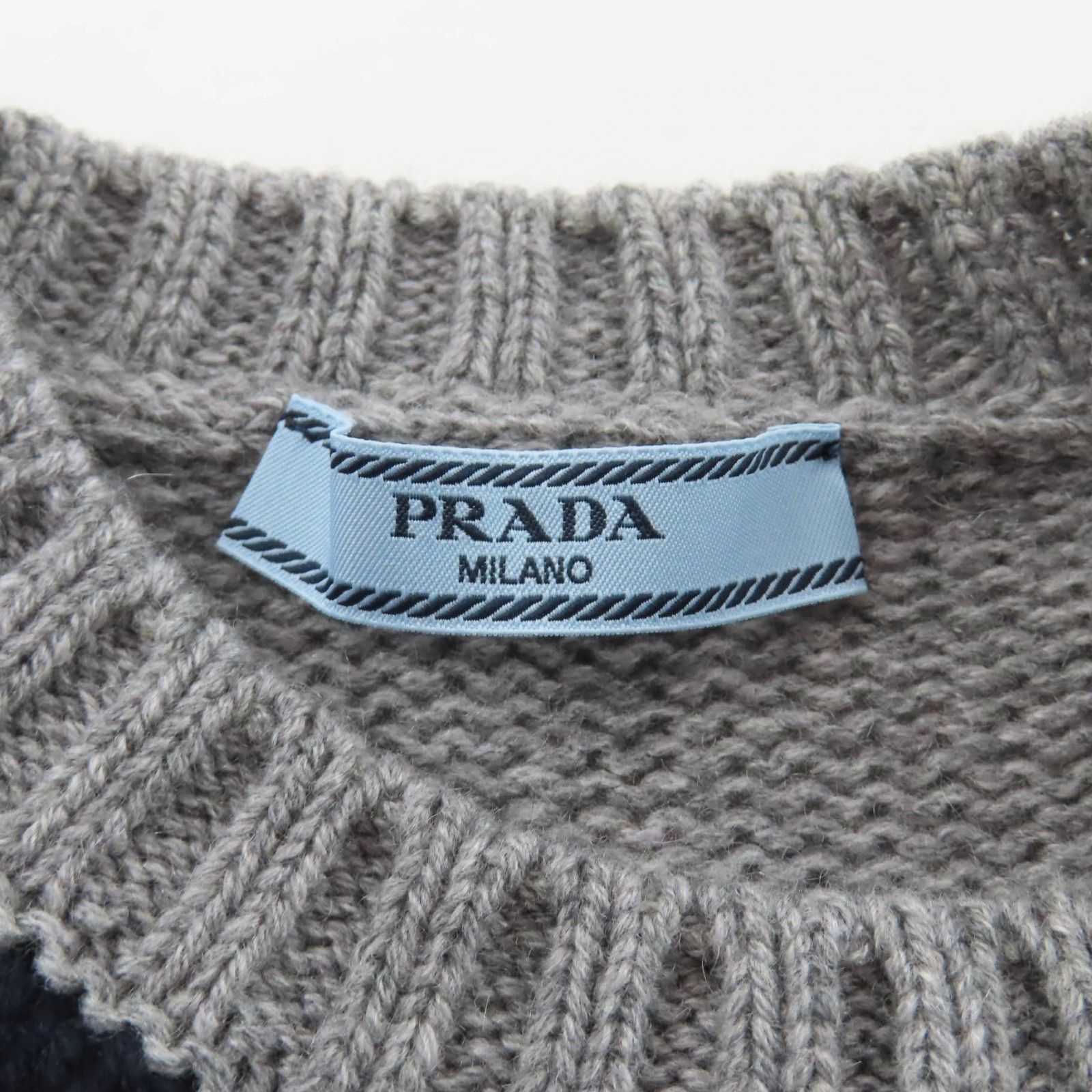 極美品☆PRADA プラダ P24T2P カシミヤ100％ ロゴ刺繍入り アーガイル 