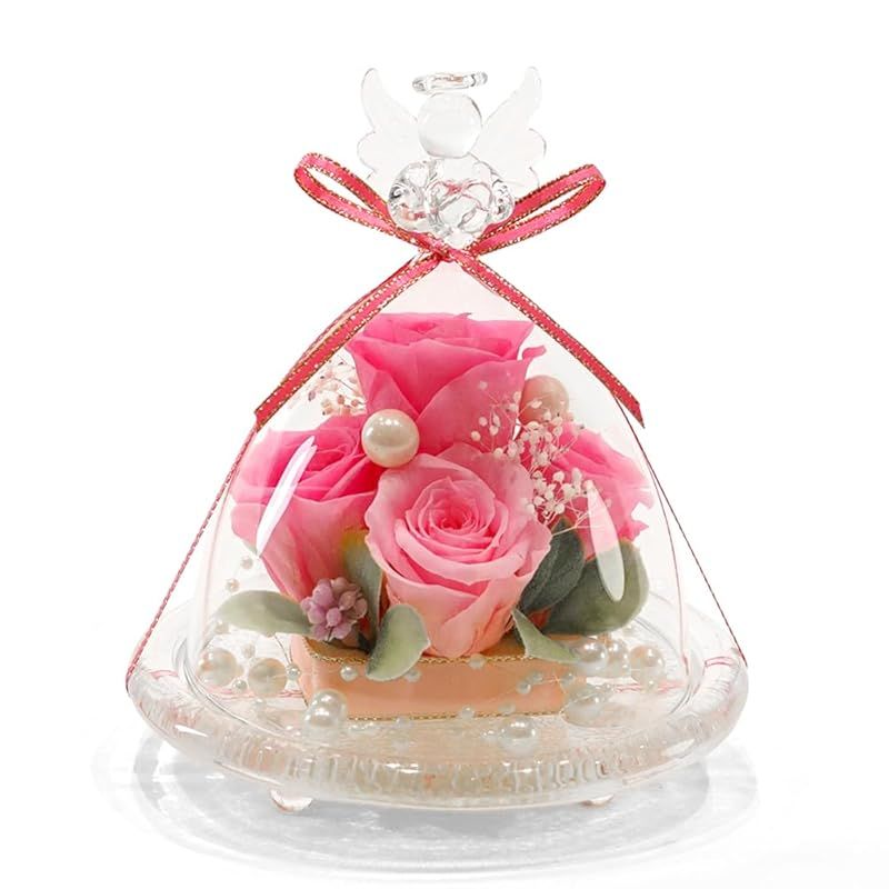 【新品】 IPFA プリザーブドフラワー ガラスドーム エンジェル プレミアム(ピンク＆ピンク)誕生日 結婚祝い 結婚記念日 退職祝い プレゼント ギフト 人気 女性 花 バラ お祝い 仏花 お供え 記念日 0 5,344円