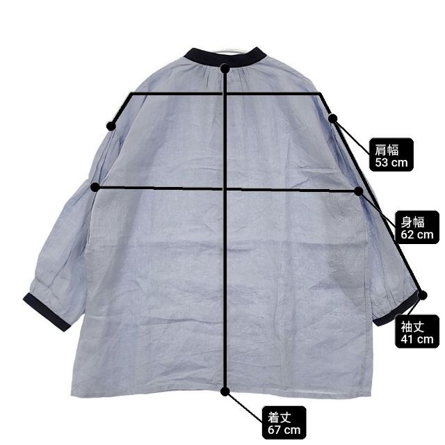【美品】fog linen work　ブラウス fog linen work リネン リトアニア製 ブラウス シャツ ライトブルー