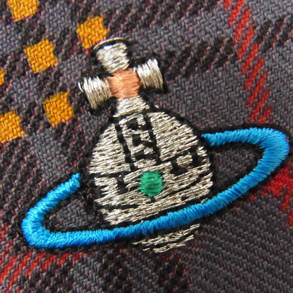 未使用 ヴィヴィアンウエストウッド オーブ刺繍 チェック ネクタイ イタリア製 Vivienne WestwoodMAN ヴィヴィアンウエストウッドマン オーブ刺繍