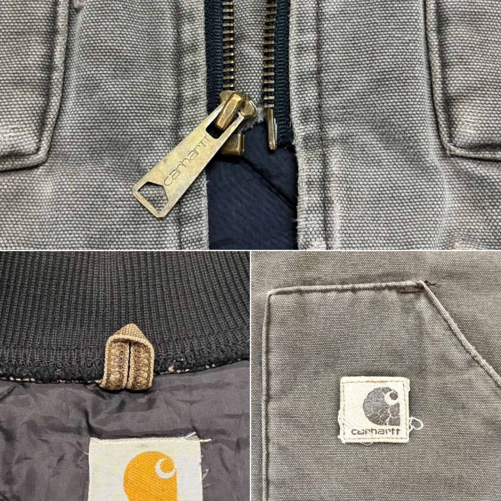 カーハート　V02 ダックベスト　裏地キルティング　鬼フェード Carhartt (カーハート) ダックベスト 裏地キルティング 中綿 古着
