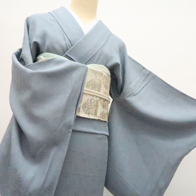 百華❀Y4874◇単衣 正絹 縫い一つ紋 居敷当て付 手縫い仕立て 色無地