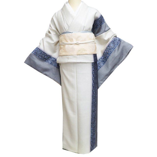 お召し 御召 着物 中古 正絹 袷 フォーマル 落款？ 植物文様 地模様 亜麻色 身丈161cm 裄66.5cm M きもの北條 A967-9 お召し 御召 着物 中古 正絹 袷 フォーマル 落款？ 植物文様 地模様