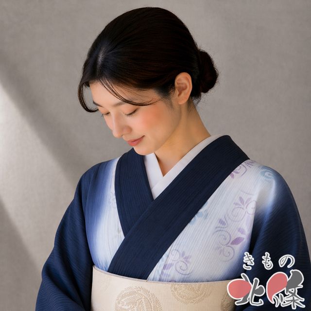 特選 小紋 着物 中古 正絹 袷 カジュアル 花模様 地模様 濃紺色 多色 身丈162cm 裄65cm M きもの北條 A1352-8 特選 小紋 着物 中古 正絹 袷 カジュアル 花模様 地模様 濃紺色 多色