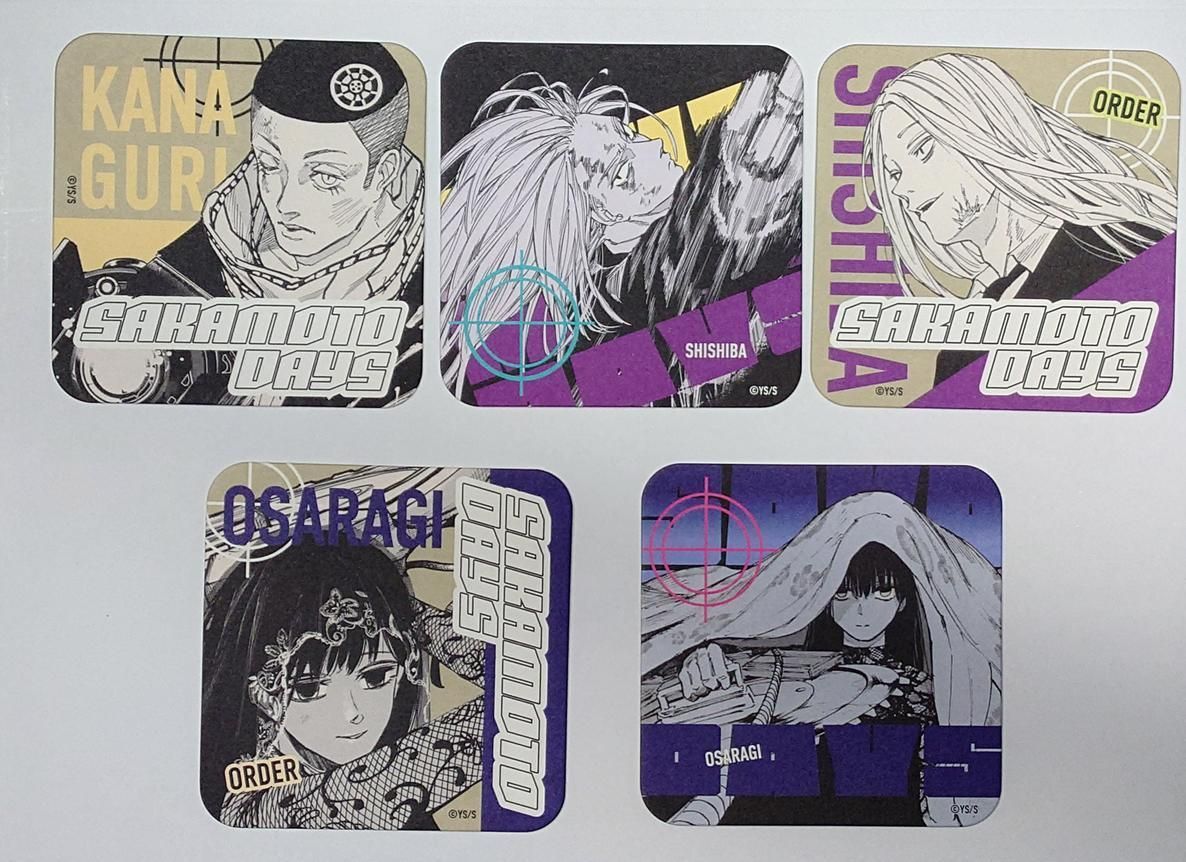 SAKAMOTO DAYS アートコースター 第1弾 神々廻 大佛 京 5枚セット 紙製