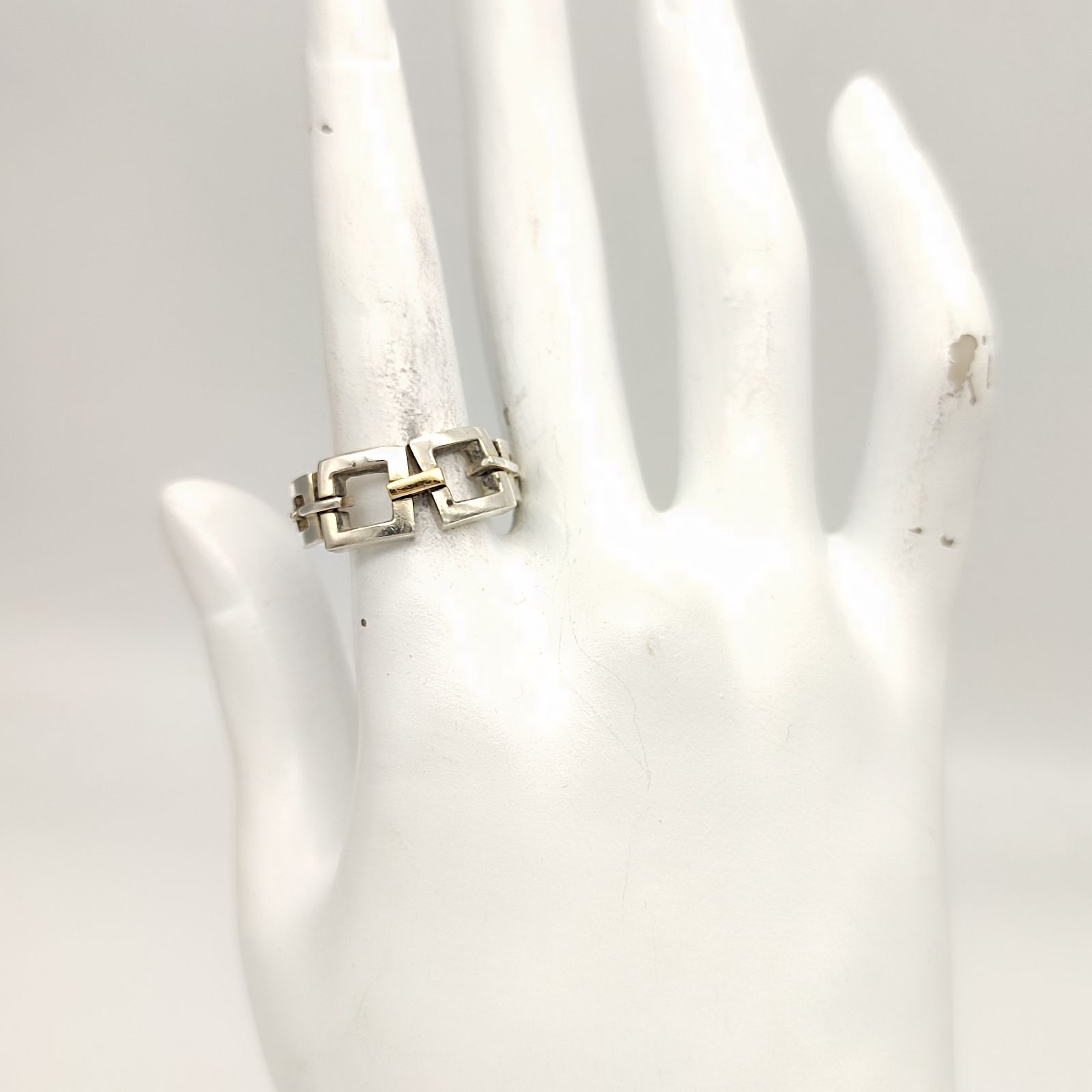 美品】STAR JEWELRY スタージュエリー コンビ スクエアチェーンリング 