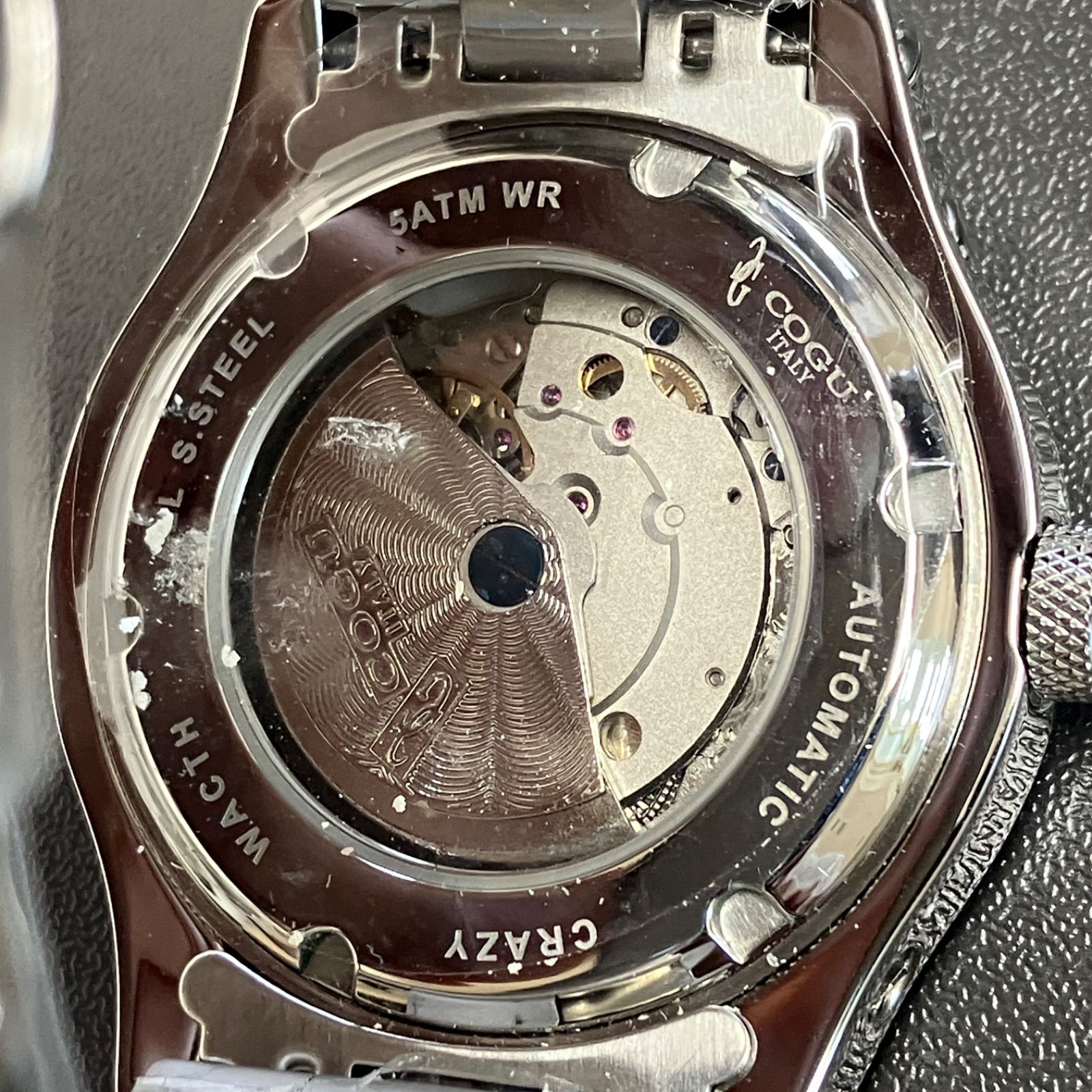 未使用】COGU コグ Crazy Watch 自動巻き 裏スケ 腕時計 ブラック