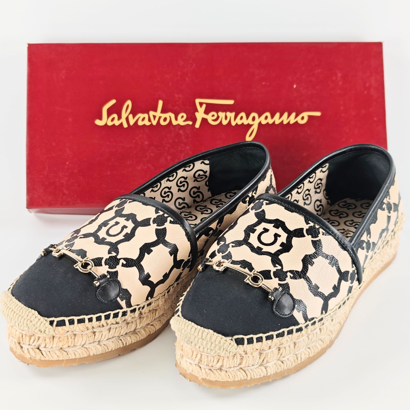 Salvatore Ferragamo フェラガモ エスパドリーユ スリッポン シューズ 7C 24cm - メルカリ