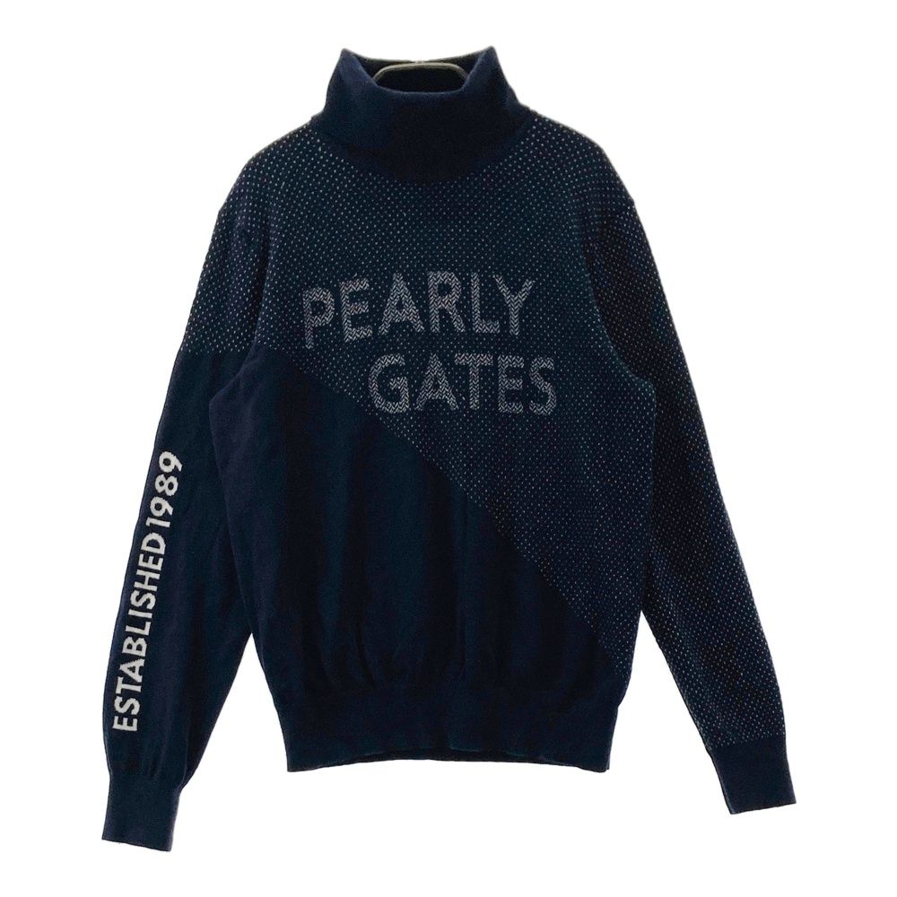 サイズ：0 PEARLY GATES パーリーゲイツ 2024年モデル タートルネック ニットセーター ドット柄 ネイビー系 [240101674046] ゴルフウェア レディース ストスト サイズ：0 PEARLY GATES パーリーゲイツ 2024年モデル タートルネック