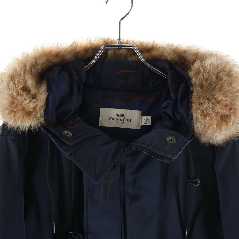 北*人様 COACHメンズダウンコートF33815 COACH (コーチ) ナイロンダウンジャケット 裏地迷彩 フードファー付き