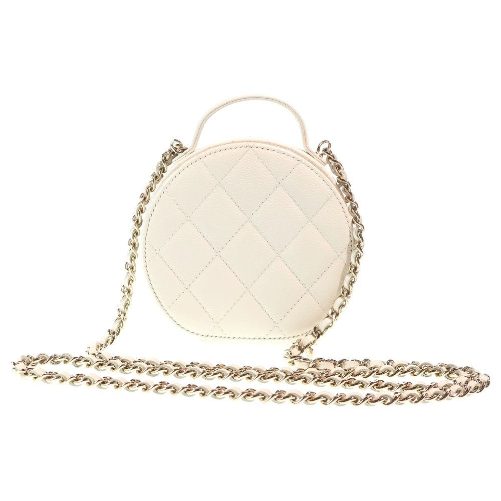 CHANEL シャネル マトラッセ スモール ヴァニティ キャビアスキン レザー チェーンショルダーバッグ ゴールド金具 ホワイト AP2502 31番台 CHANEL (シャネル) マトラッセ スモール ヴァニティ キャビアスキン