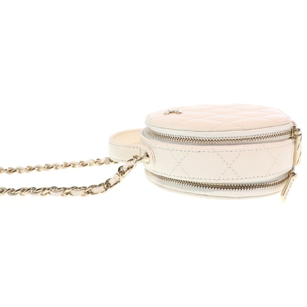 CHANEL シャネル マトラッセ スモール ヴァニティ キャビアスキン レザー チェーンショルダーバッグ ゴールド金具 ホワイト AP2502 31番台 CHANEL (シャネル) マトラッセ スモール ヴァニティ キャビアスキン