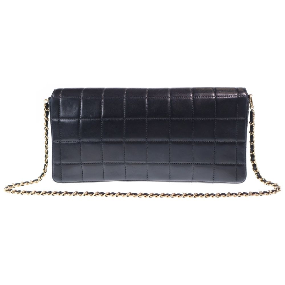 CHANEL シャネル チョコバー ラムスキン レザー チェーンショルダーバッグ ゴールド金具 ブラック 6番台 CHANEL（シャネル） チョコバー ショルダーバッグ ラムスキン ブラック