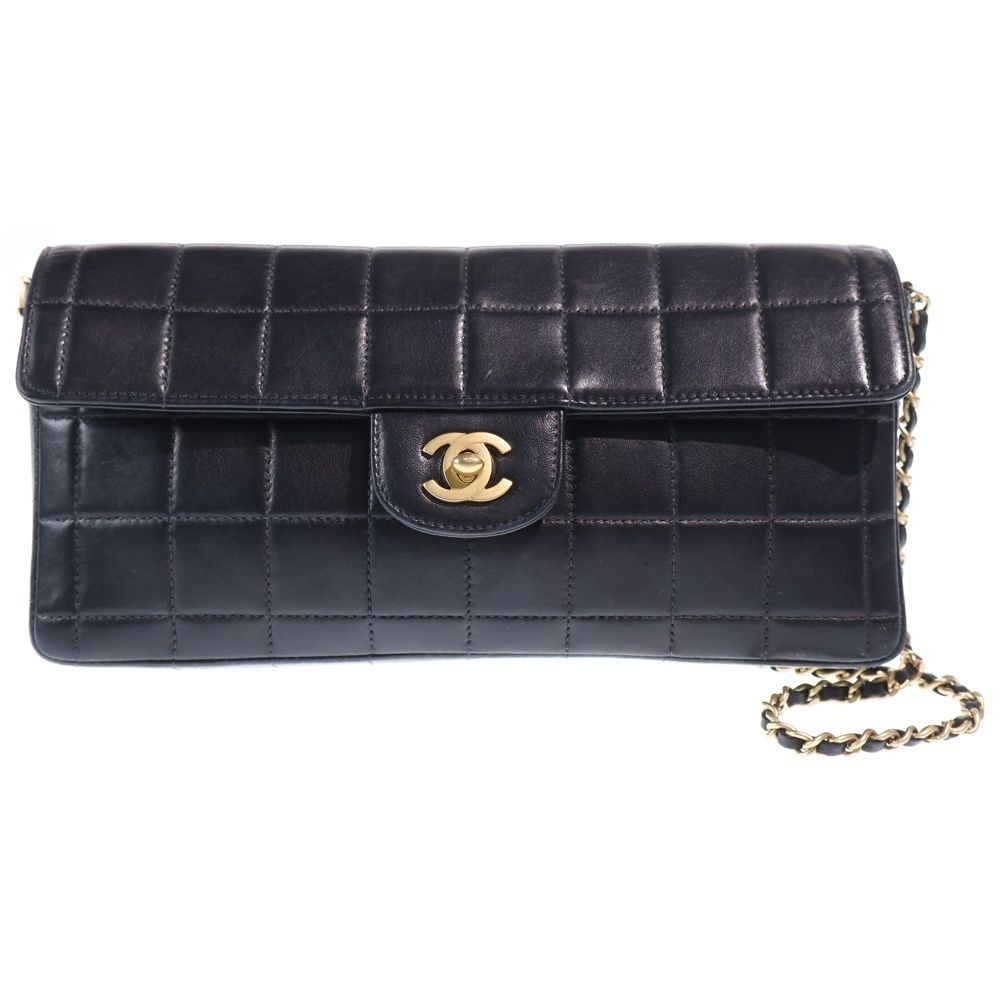 CHANEL シャネル チョコバー ラムスキン レザー チェーンショルダーバッグ ゴールド金具 ブラック 6番台 CHANEL（シャネル） チョコバー ショルダーバッグ ラムスキン ブラック