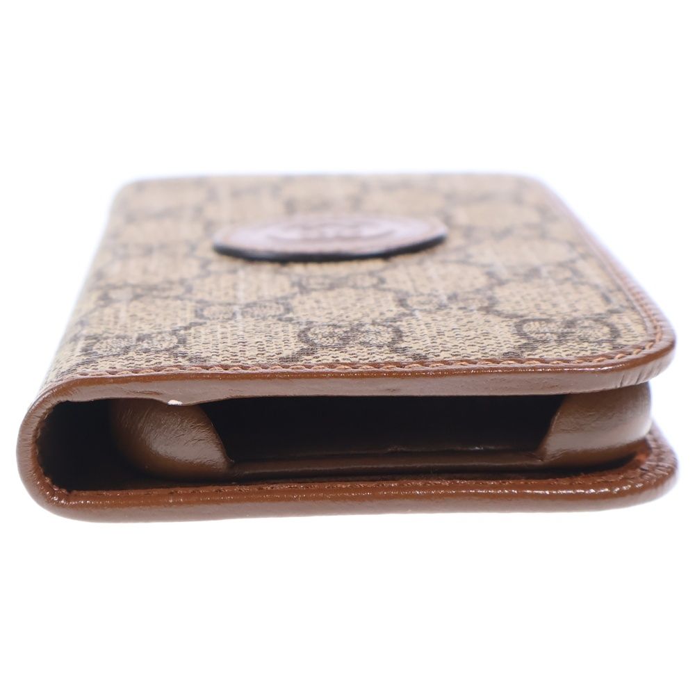 GUCCI (グッチ) GGスプリーム PVC×レザー iPhoneケース ブラウン 760185 15PRO