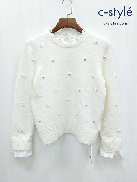 C771 [未使用品] JUSGLITTY ジャスグリッティー セーター 2 ホワイト ニット パール刺繍プルオーバー 45350970 レディース | ★ C771 [未使用品] JUSGLITTY ジャスグリッティー セーター 2 ホワイト