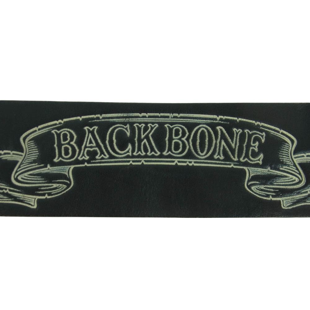 BACKBONE バックボーン ロゴ シルバーパーツ付き レザー ベルト ブラック系【中古】 BACKBONE バックボーン ロゴ シルバーパーツ付き レザー ベルト