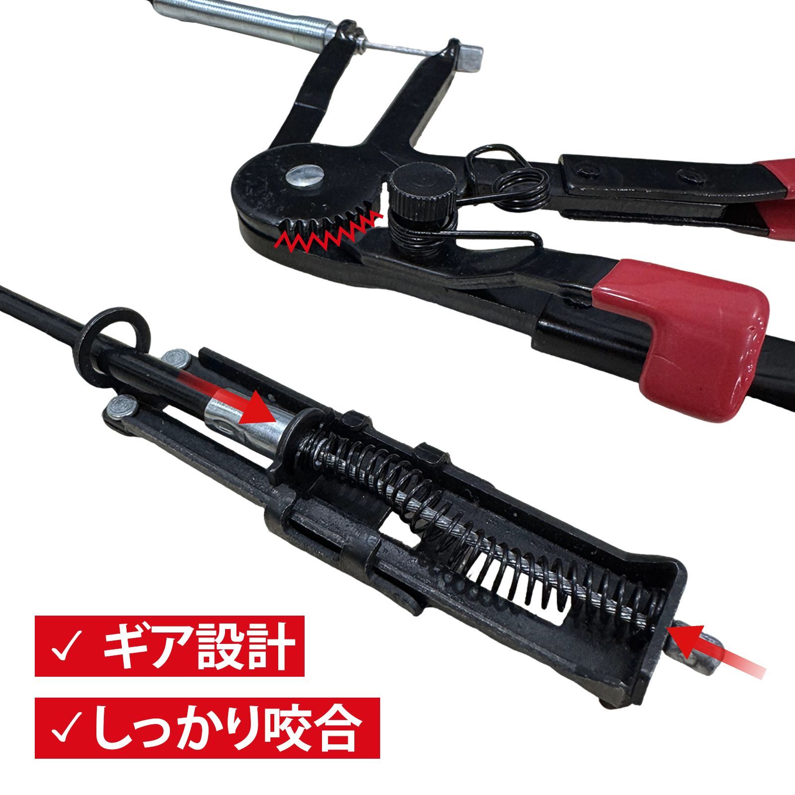 ホースクランププライヤー ホースリムーバー キャリパーピストンツール マルチプライヤー ワイヤー式 約620mm カー用ホースバンドプライヤー 最大開口約45mm thumbnail 4