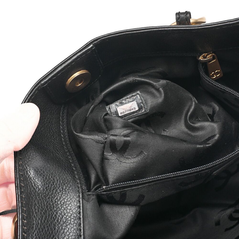 CHANEL シャネル キャビアスキン ココマーク チェーントートバッグ 黒