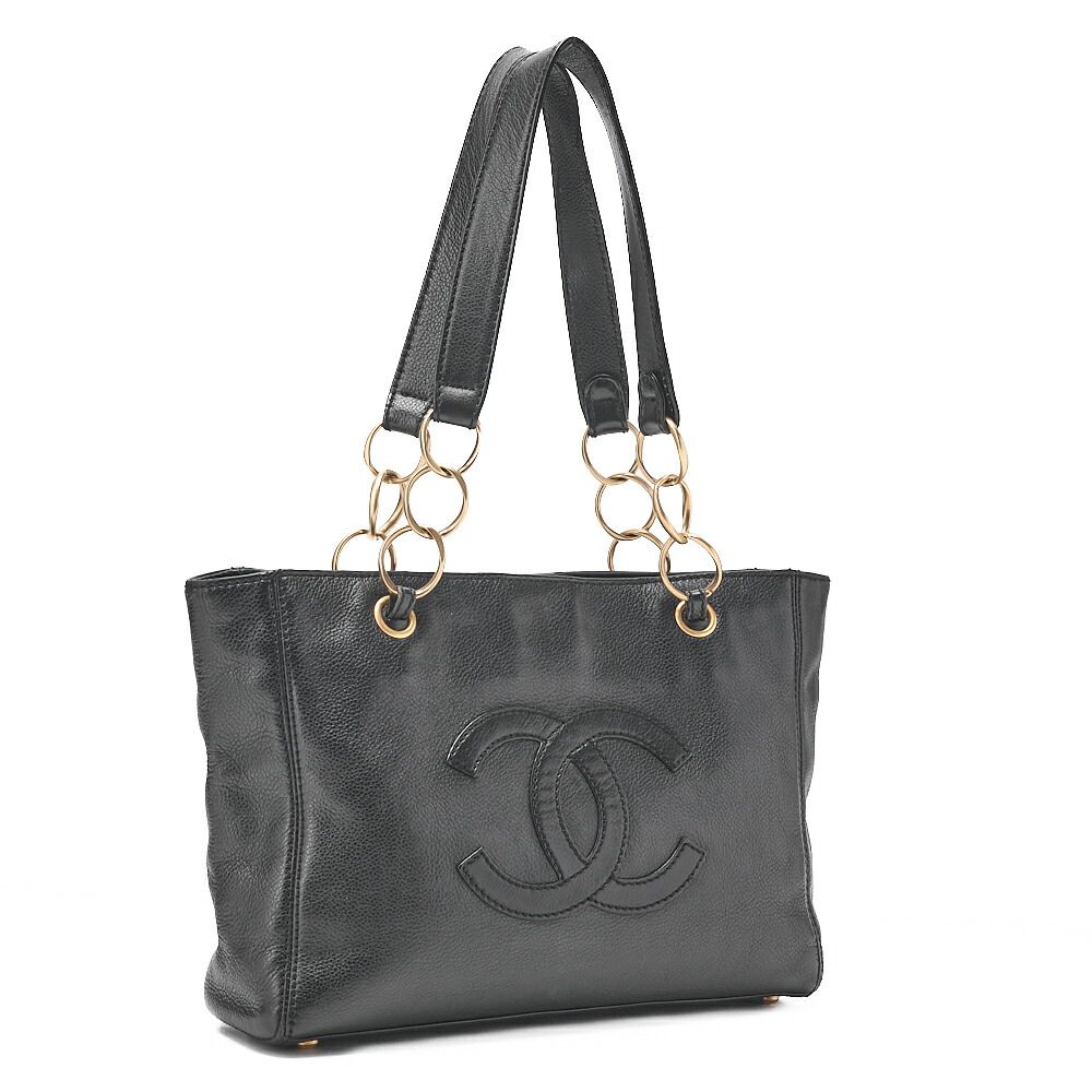 CHANEL 美品❣️キャビアスキン　チェーンショルダーデカココトート CHANEL（シャネル） デカココマーク チェーントートバッグ 13番台