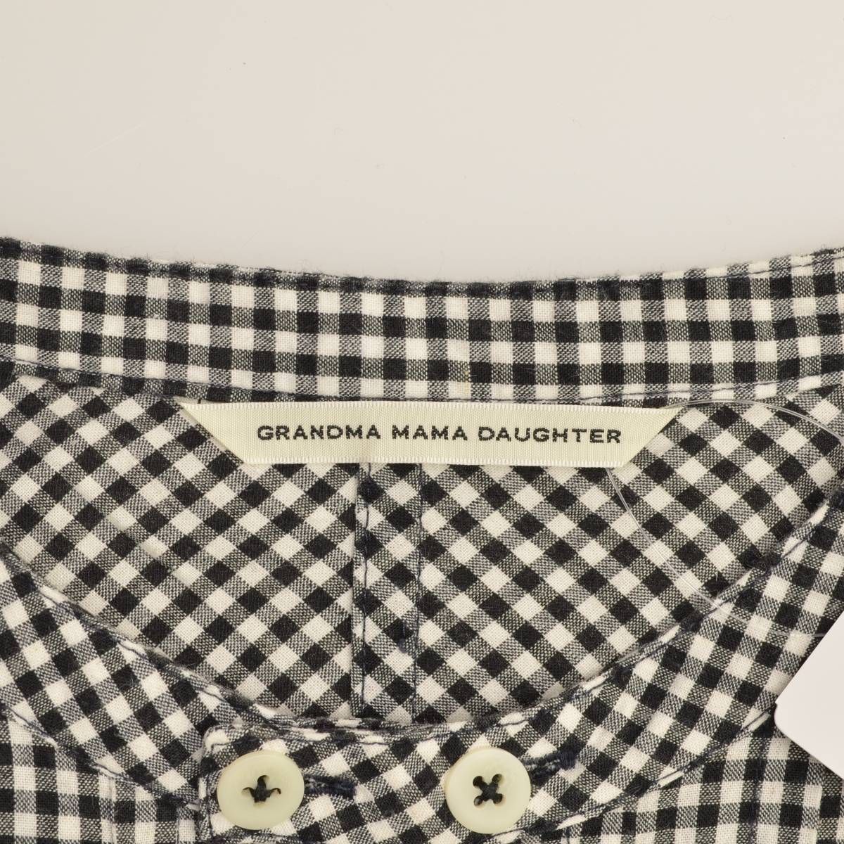 美品　GRANDMA MAMA DAUGHTER ギンガムチェック　ワンピース GRANDMAMAMADAUGHTER】ギンガムチェックロング半袖ワンピース - メルカリ