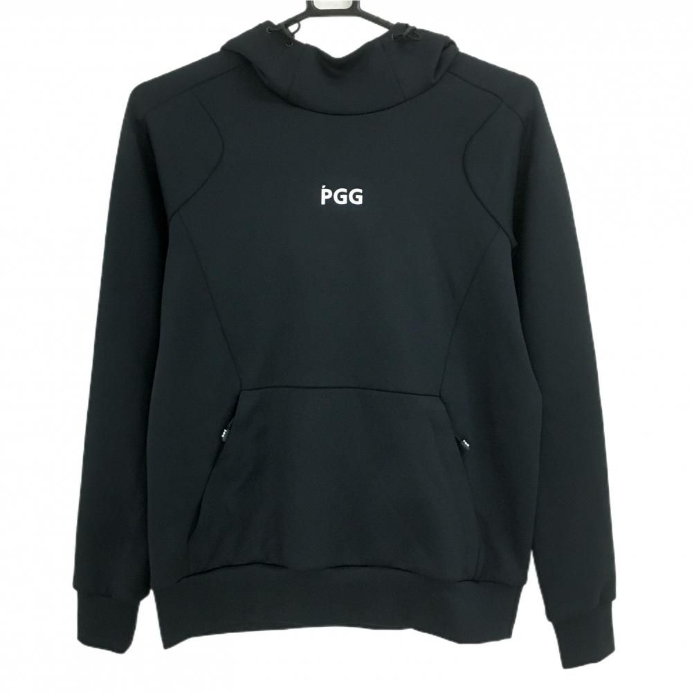【超美品】PGGパーリーゲイツ パーカー 黒 バック裾ロゴ フードメッシュ裏地  レディース 0(S) ゴルフウェア PEARLY GATES ゴルフ 【超美品】PGGパーリーゲイツ パーカー 黒 バック裾ロゴ フード