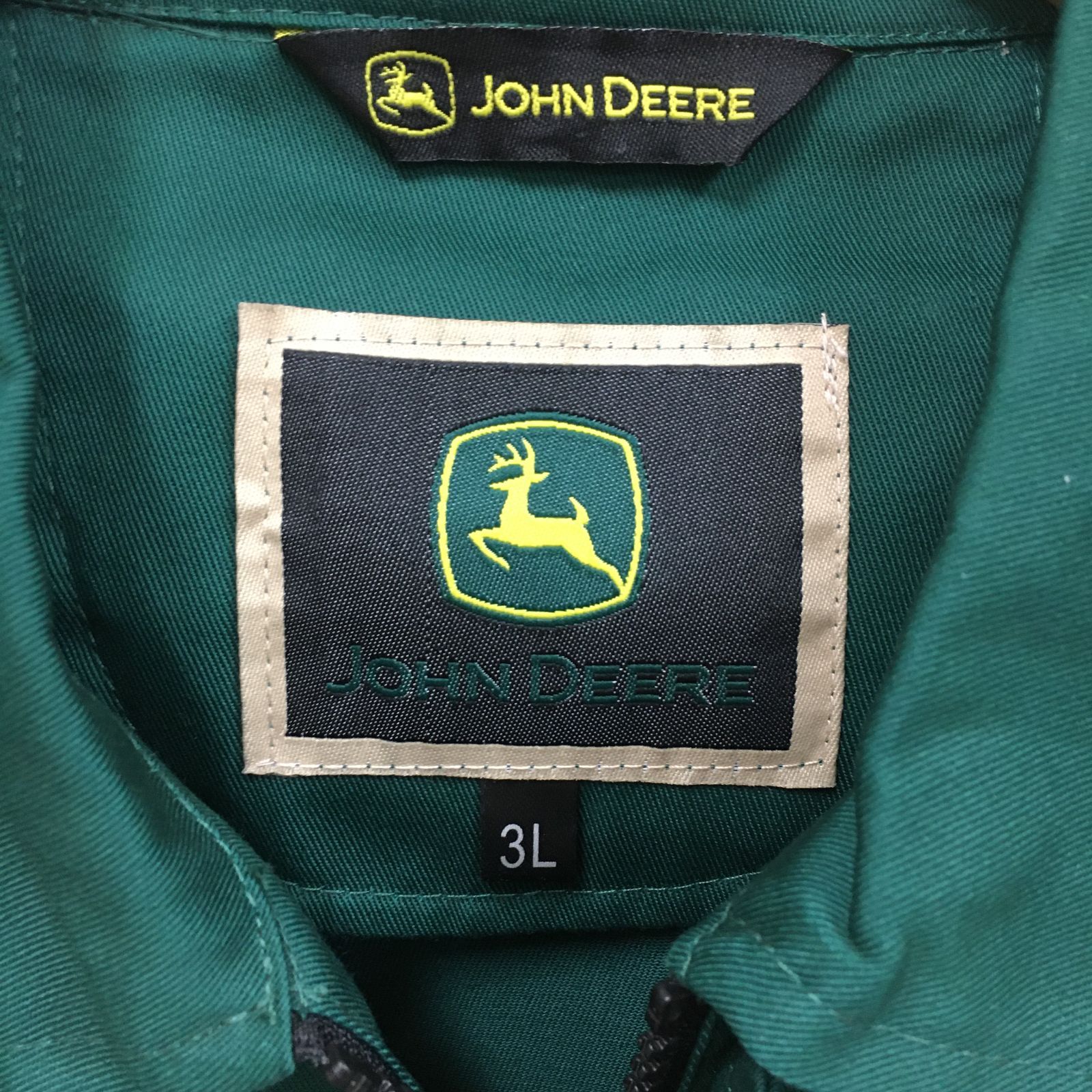 三沢店48-22-0421] JOHN DEERE つなぎ作業服 オリーブグリーン 3L