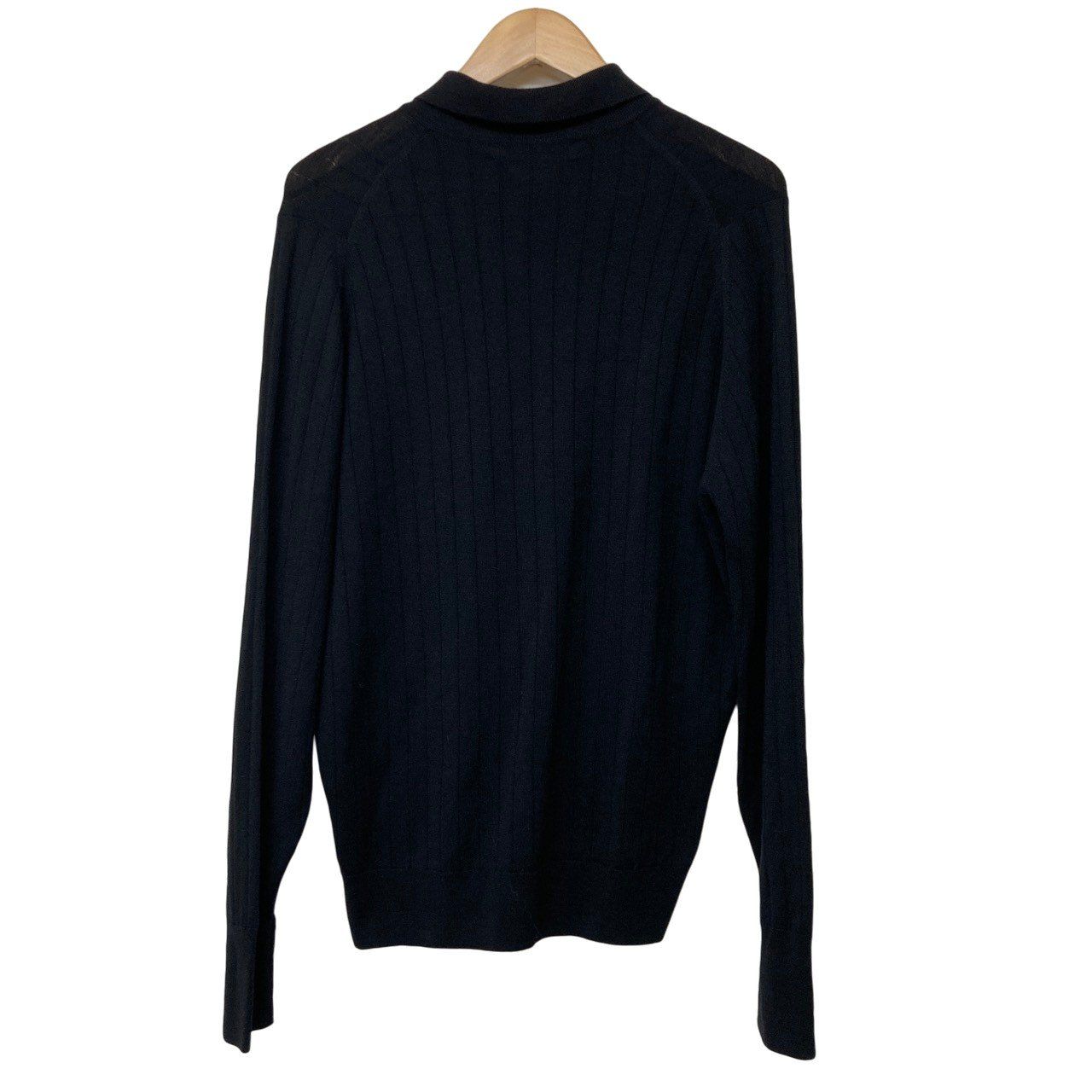 ジョンスメドレー　長袖ニットポロシャツ　ウール　ブラック　S JOHN SMEDLEY（ジョンスメドレー） ニット ポロシャツ DORSET トップス
