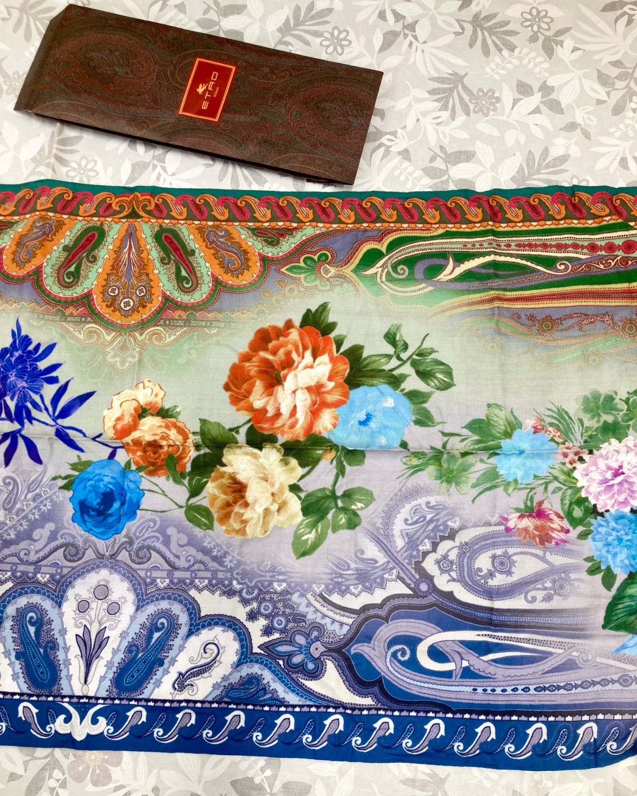 こまETRO ストール ペイズリー 花柄 カシミヤ シルク ETRO（エトロ） ストール カシミヤ混 ペイズリー ストール