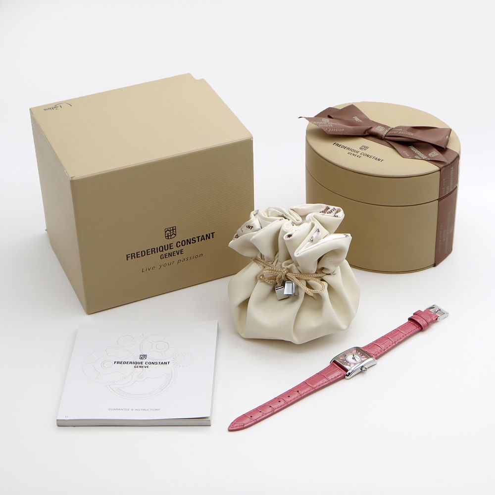 電池交換済 FREDERIQUE CONSTANT フレデリックコンスタント クラシックカレ FC-200X1C12 ダイヤモンド ピンクシェル SS ステンレス 純正ベルト 純正尾錠 レディース クォーツ【6ヶ月保証】【腕時計】【中古】 電池交換済 FREDERIQUE CONSTANT フレデリックコンスタント クラシック