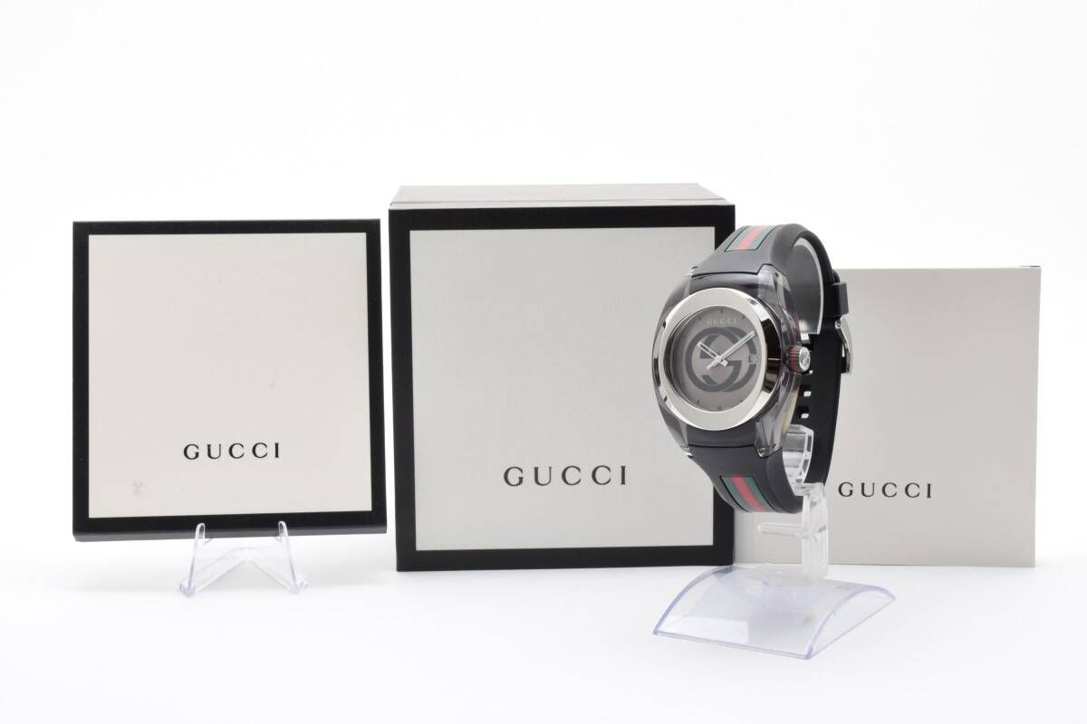 稼働品 GUCCI グッチ SYNC シンク シェリーライン 腕時計 デイト 
