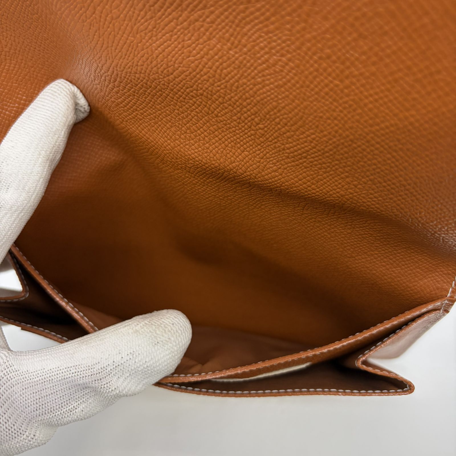 極美品！HERMES エルメス ドゴン GM デュオ オレンジ レザー長財布 