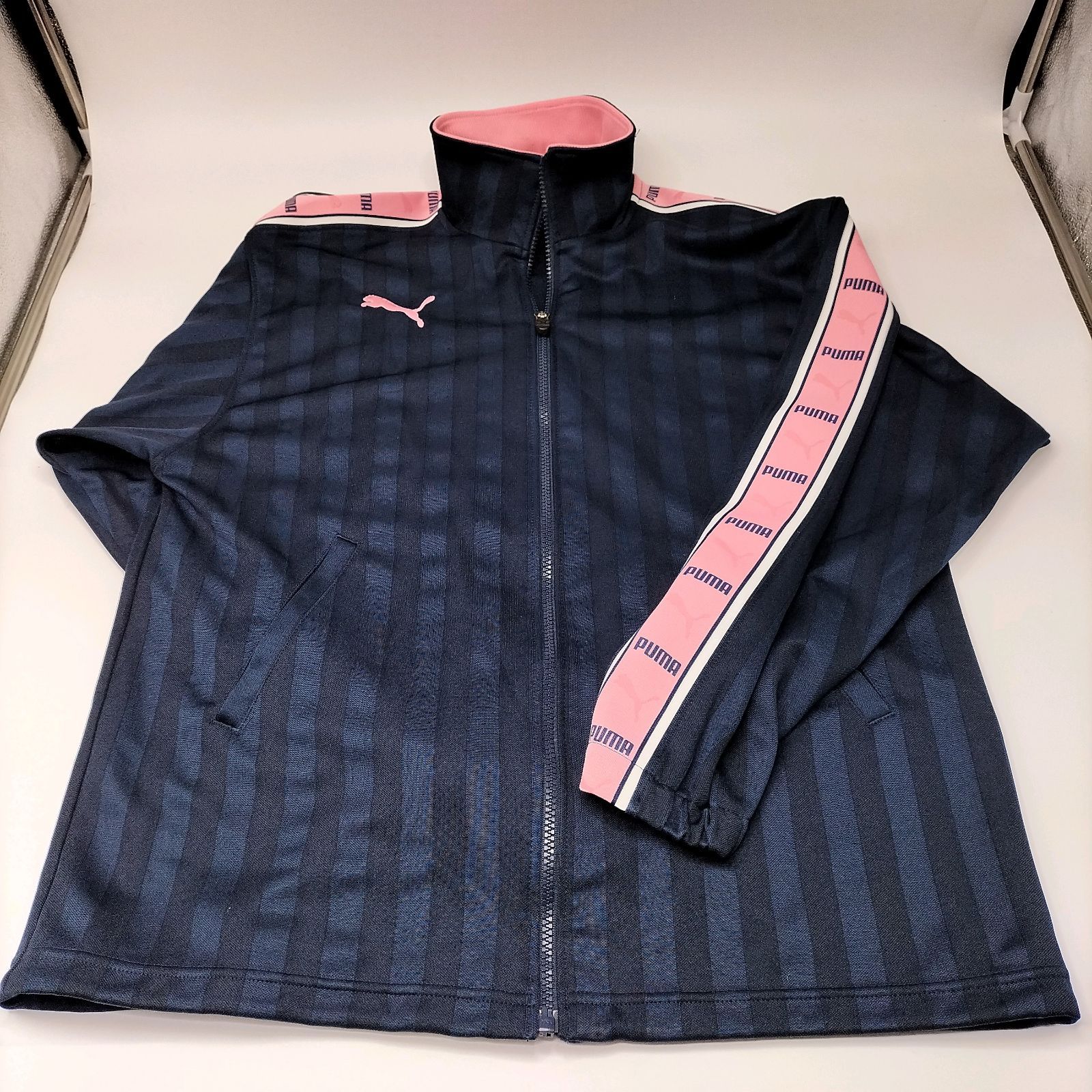 PUMA プーマ ジャージ ピンク 紺 上下セット スポーツウェア S XS 