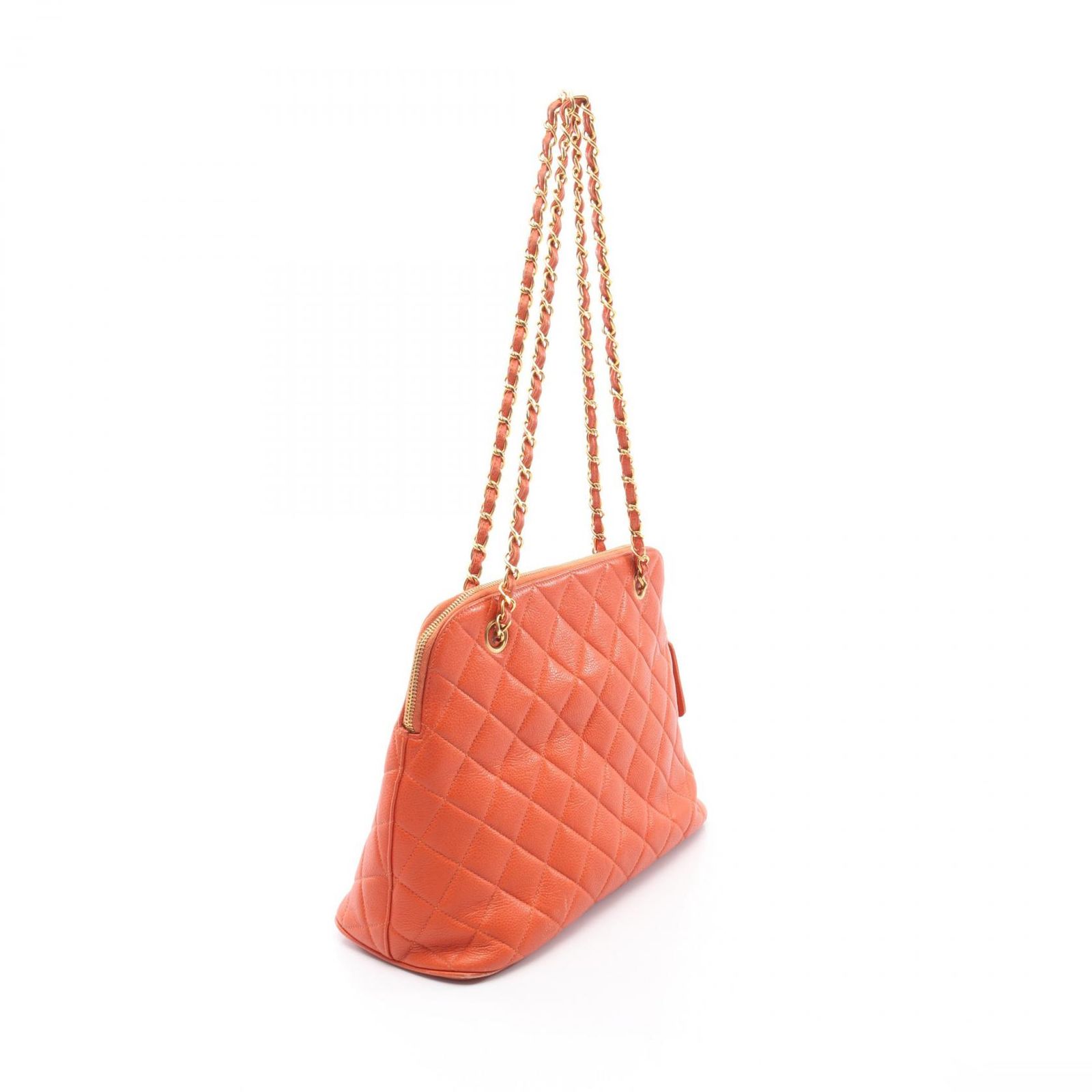 シャネル CHANEL ショルダーバッグ マトラッセ オレンジ キャビア 