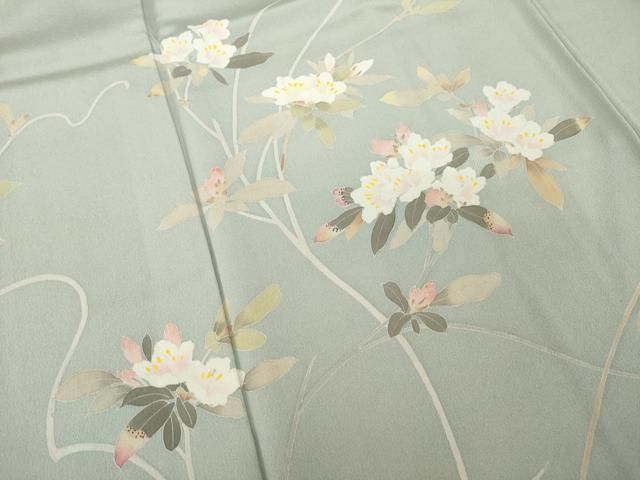平和屋着物●訪問着　友禅　作家物　彩華　枝花文　正絹　逸品　AABH5865ck 平和屋着物○訪問着 友禅 作家物 彩華 枝花文 正絹 逸品 AABH5865ck