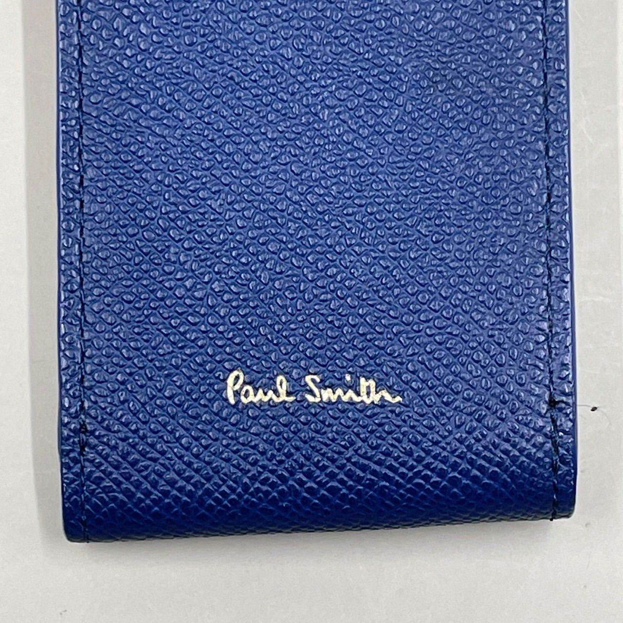 【美品】ポール・スミス　キーケース　青　スミシーハート　ハート柄　かわいい青　4連　金色　シック　革　Paul Smith 極美品 Paul Smith ポールスミス キーケース 4連 キーリング レザー 青