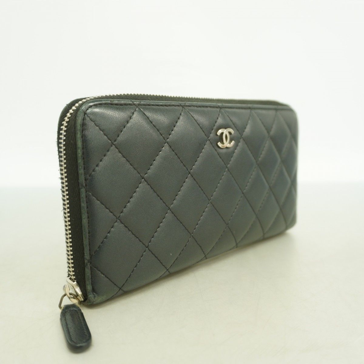 【6dd4408-k】シャネル 長財布 マトラッセ ラムスキン ブラック シルバー金具【中古】レディース CHANEL（シャネル） 【6dd4408-k】シャネル 長財布 マトラッセ
