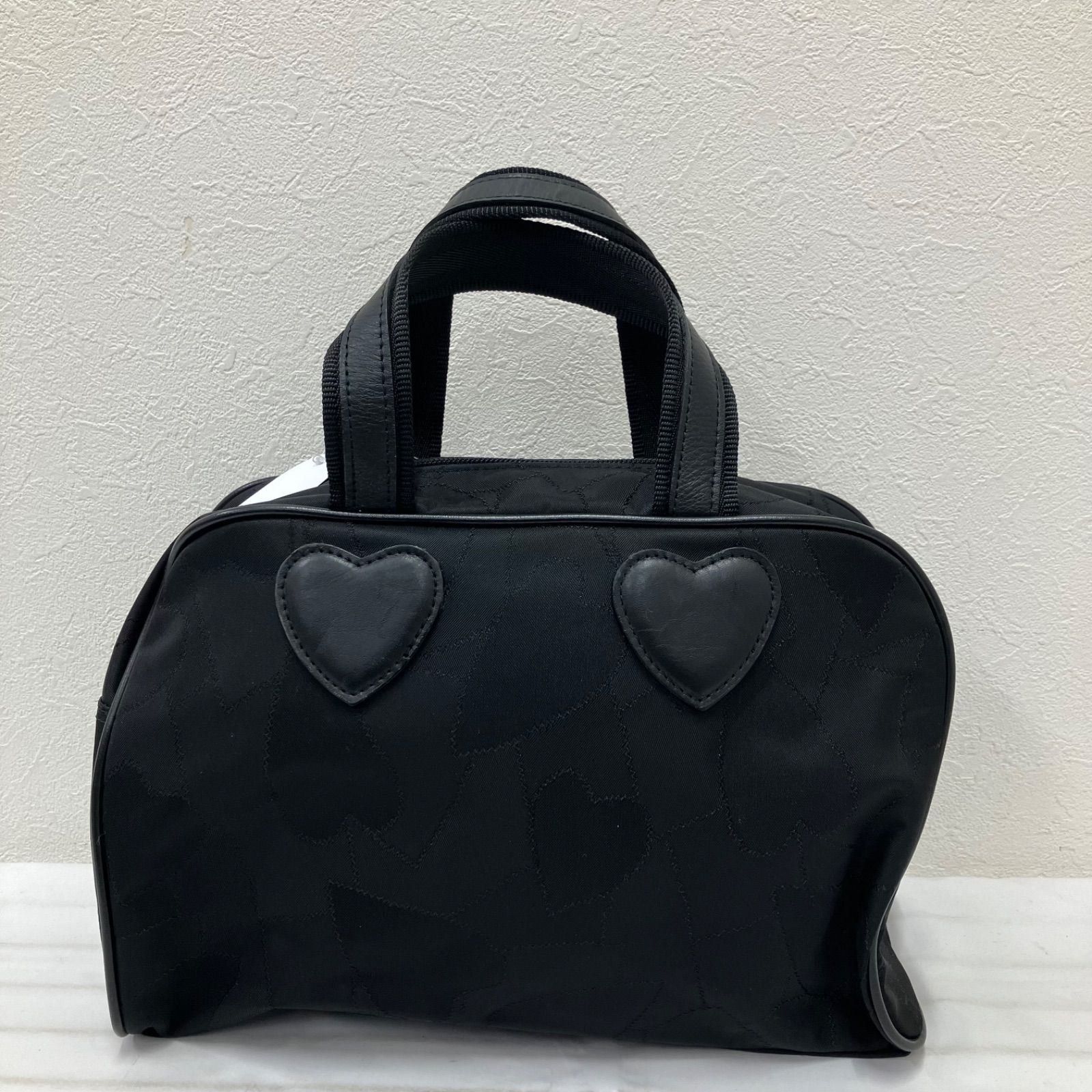2423 MOSCHINO モスキーノ ハンドバッグ ハート 総柄 ブラック系 黒