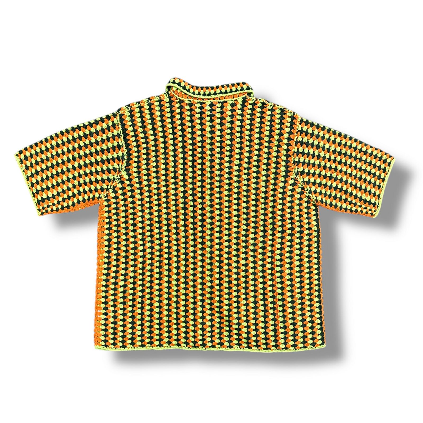 参考上代33000円 未使用 BoTT 24SS Cotton Crochet Knit Shirts コットンクロシェニットシャツ 半袖シャツ ボット 241BoTT03 グリーン XL （14456M） 参考上代33000円 未使用 BoTT 24SS Cotton Crochet Knit Shirts