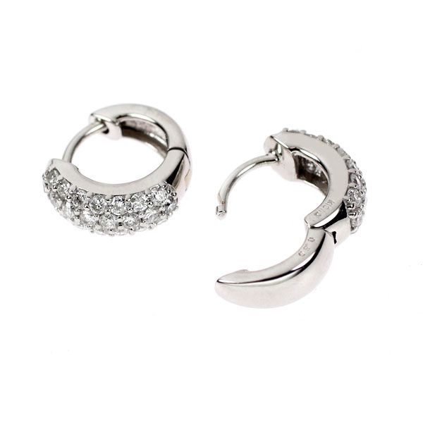 K18WG フープ ダイヤモンド ピアス 1.21CT ダイヤモンドピアス0.15ct 