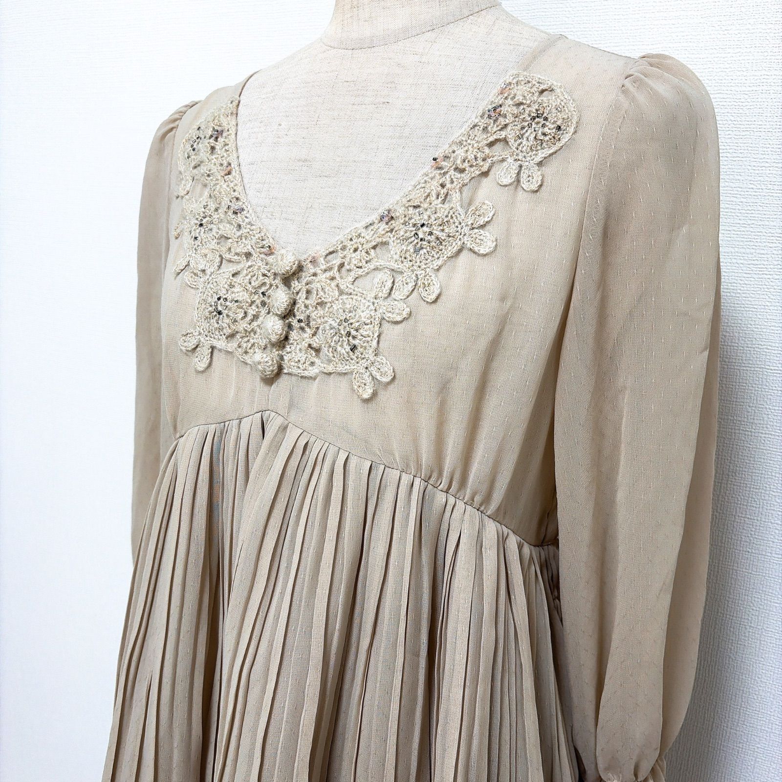 axes femme アクシーズファム レースプリーツワンピース チュニック 
