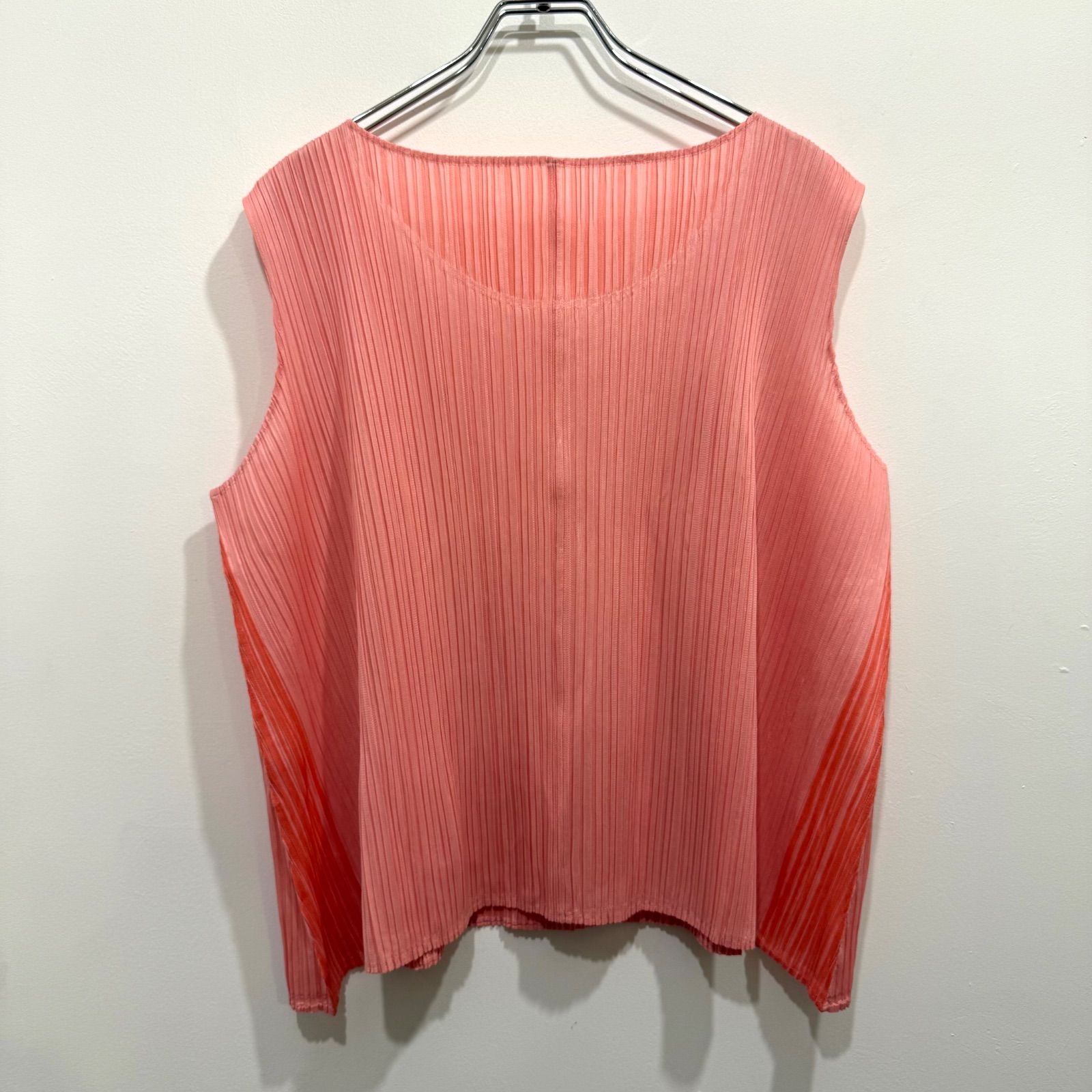 PLEATS PLEASE ピンク 2トーン ノースリーブ タンク トップス プル