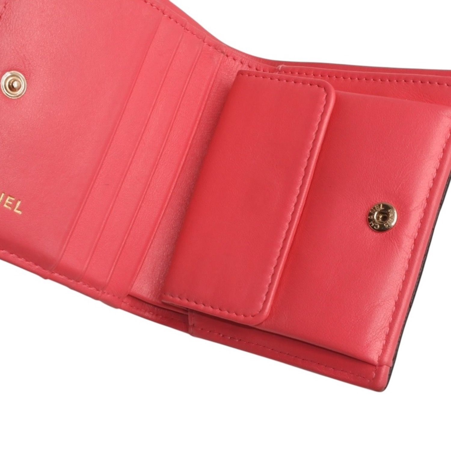 CHANEL シャネル Small Wallet スモールウォレット Black Pink Gold ブラック ピンク ゴールド キャビアスキン AP3185 XT734XNC 美品 中古 4a001033 CHANEL - CHANEL シャネル Small Wallet スモールウォレット Black