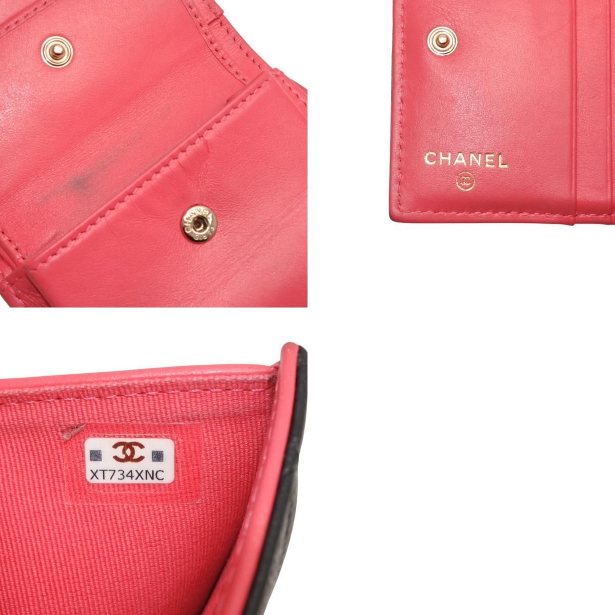 CHANEL シャネル Small Wallet スモールウォレット Black Pink Gold ブラック ピンク ゴールド キャビアスキン AP3185 XT734XNC 美品 中古 4a001033 CHANEL - CHANEL シャネル Small Wallet スモールウォレット Black