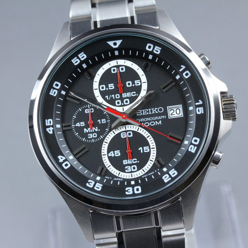 稼働品】SEIKO 4T57-00J0 ブラック クロノグラフ クオーツ メンズ