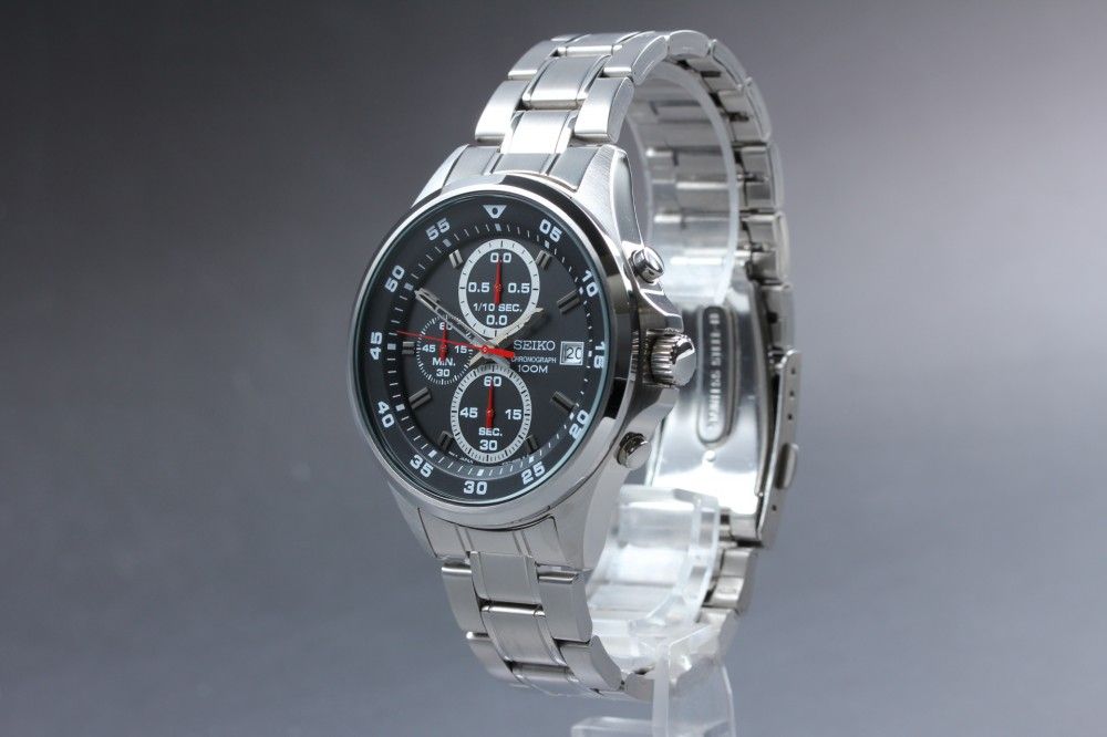 SEIKO クロノグラフ　4T57-00J0 美品 稼働品】SEIKO 4T57-00J0 ブラック クロノグラフ クオーツ メンズ