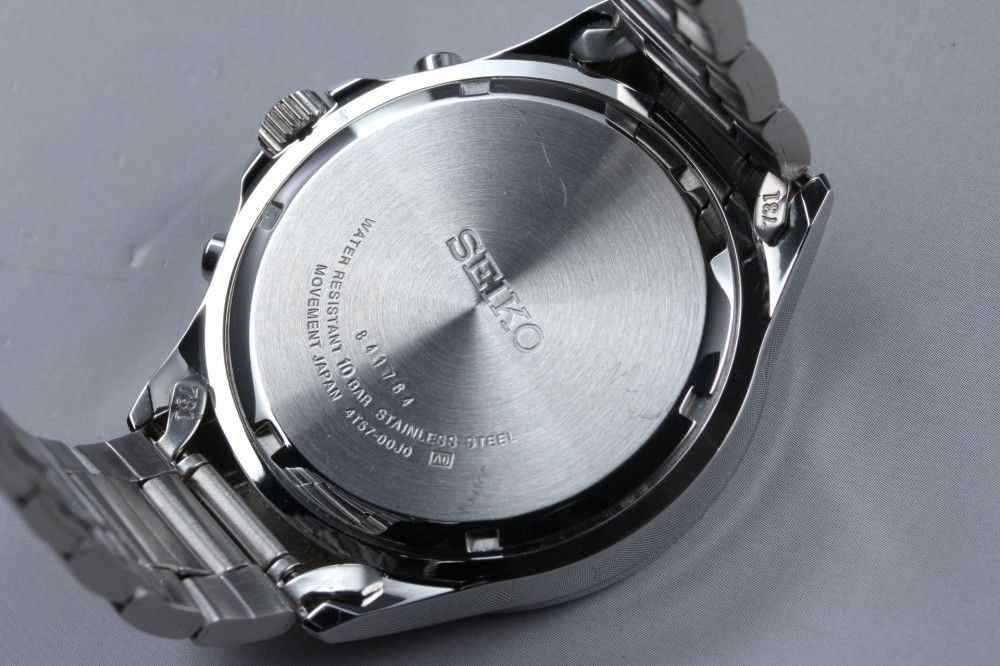 稼働品】SEIKO 4T57-00J0 ブラック クロノグラフ クオーツ メンズ