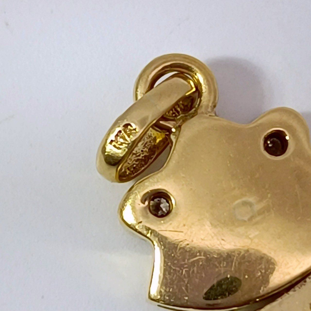18金 K18 カエル デザインネックレストップ 0.005ct 男女兼用 5.63g